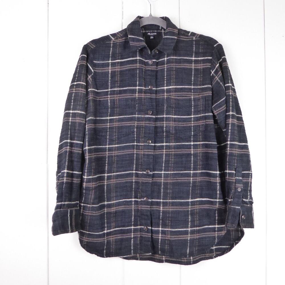 Madewell Flannel Shacket Womens SZ XS Plaid Front Pockets Midweight Oversized